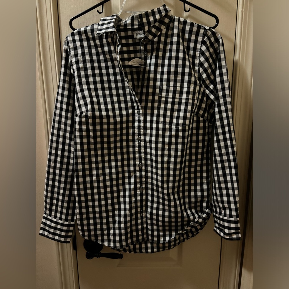 NWT gingham black and white collared shirt